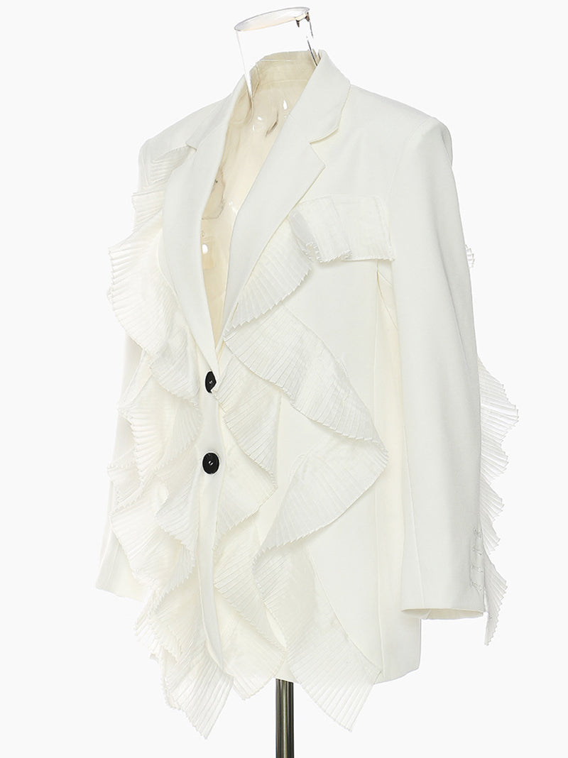 Fashion Pleat Ruffles Suit Coat