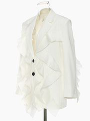 Fashion Pleat Ruffles Suit Coat