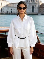 Women's Vintage Button-Up Long Sleeve Blouse -Boutique