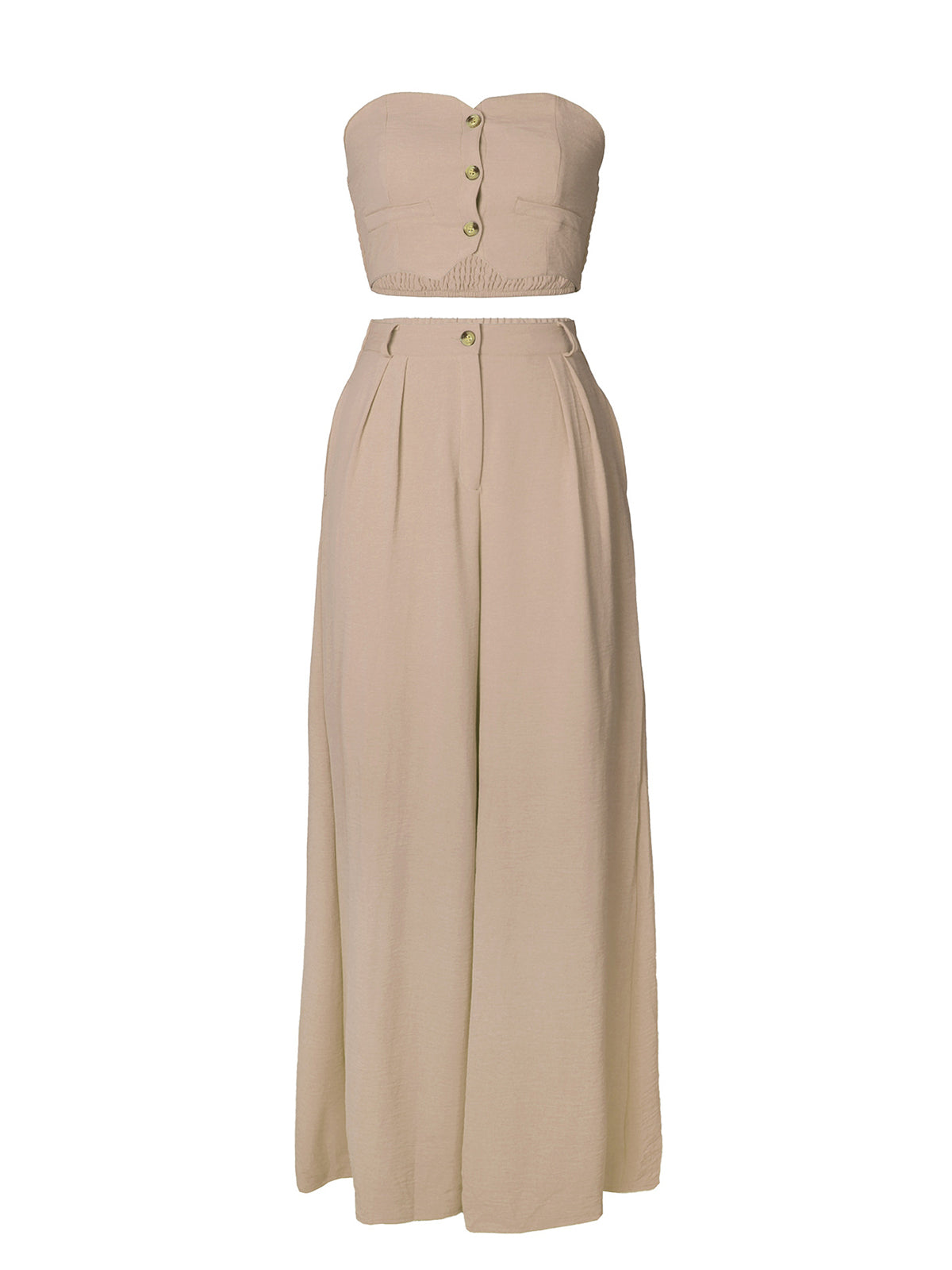 Fashion Elastic Strapless Tube Top Wide Leg Pants Sets