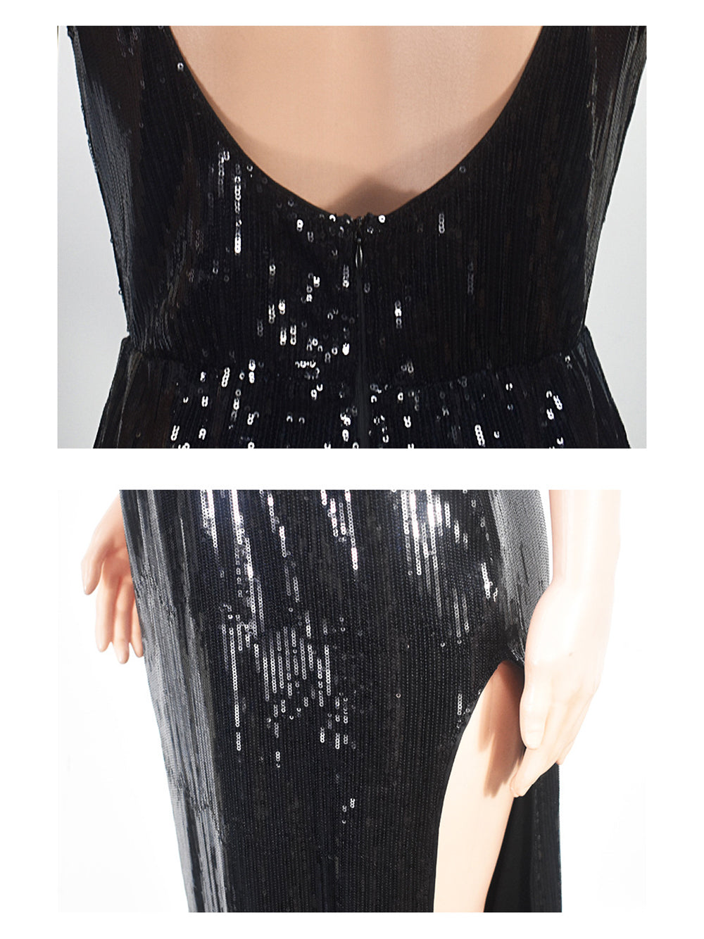 Sexy Suspenders Sequin Backless Party Dress