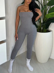 Elastic Strapless Tube Bodycon Jumpsuit