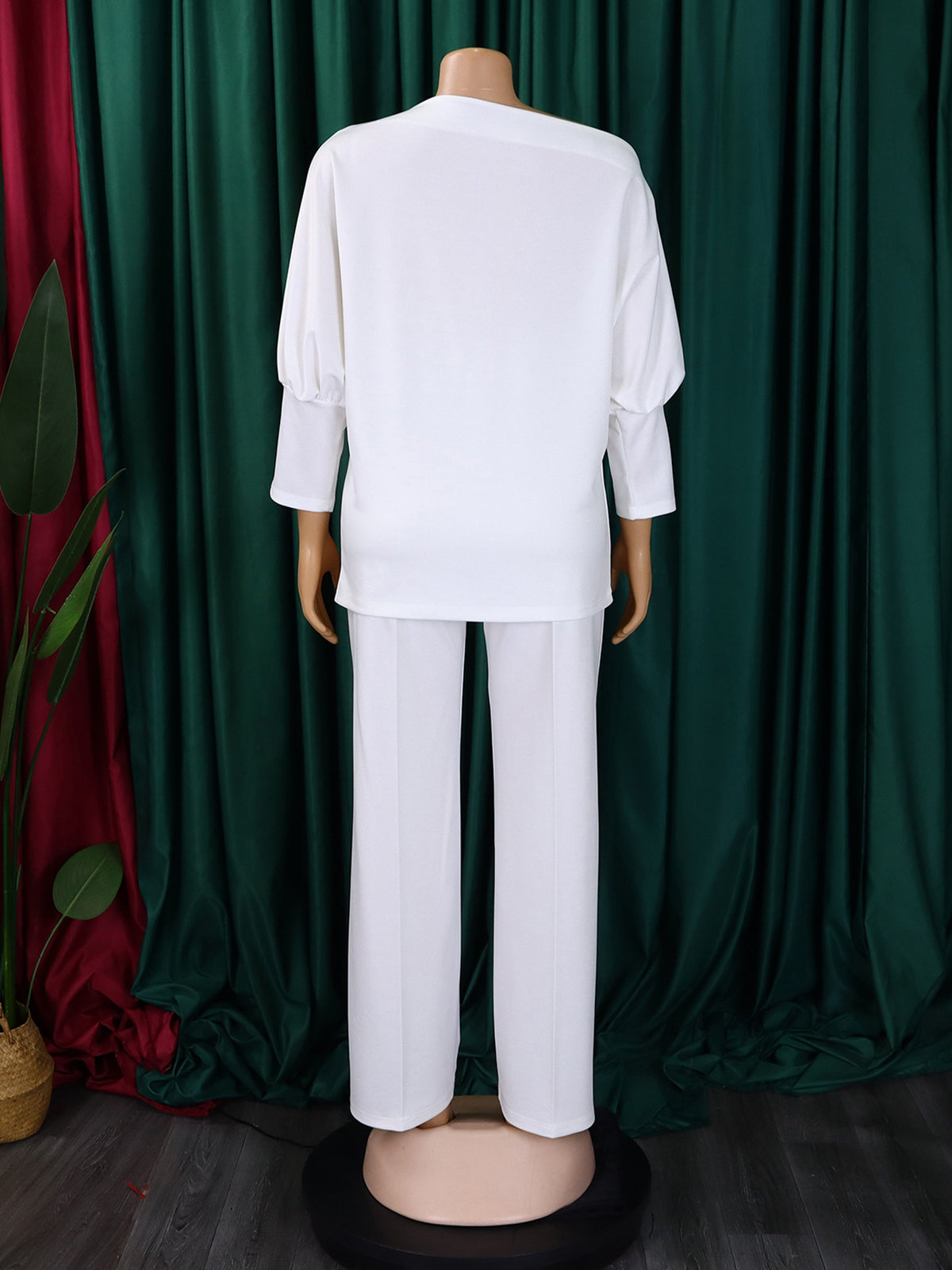 Casual Oblique Neck Loose Top Wide Leg Pants Set