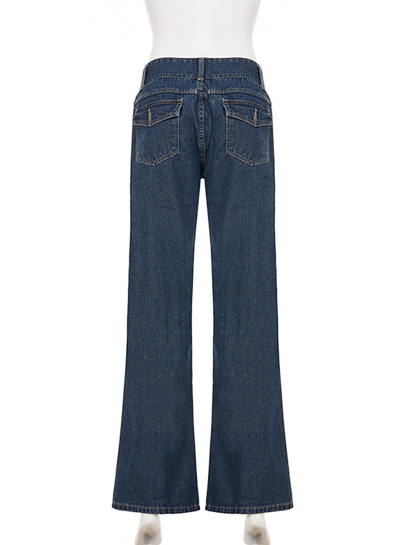 Fashion Vintage Low Waist Wide Leg Jeans