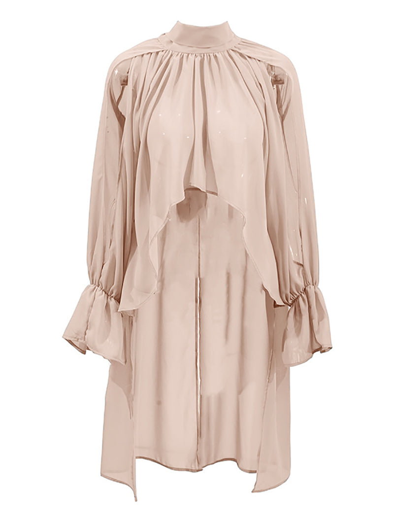 Elegant Mesh Off Shoulder Asymmetric Blouse