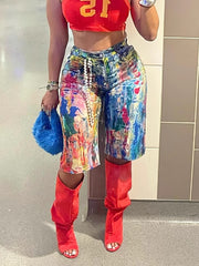 Multicolor Casual Pocket Straight Shorts
