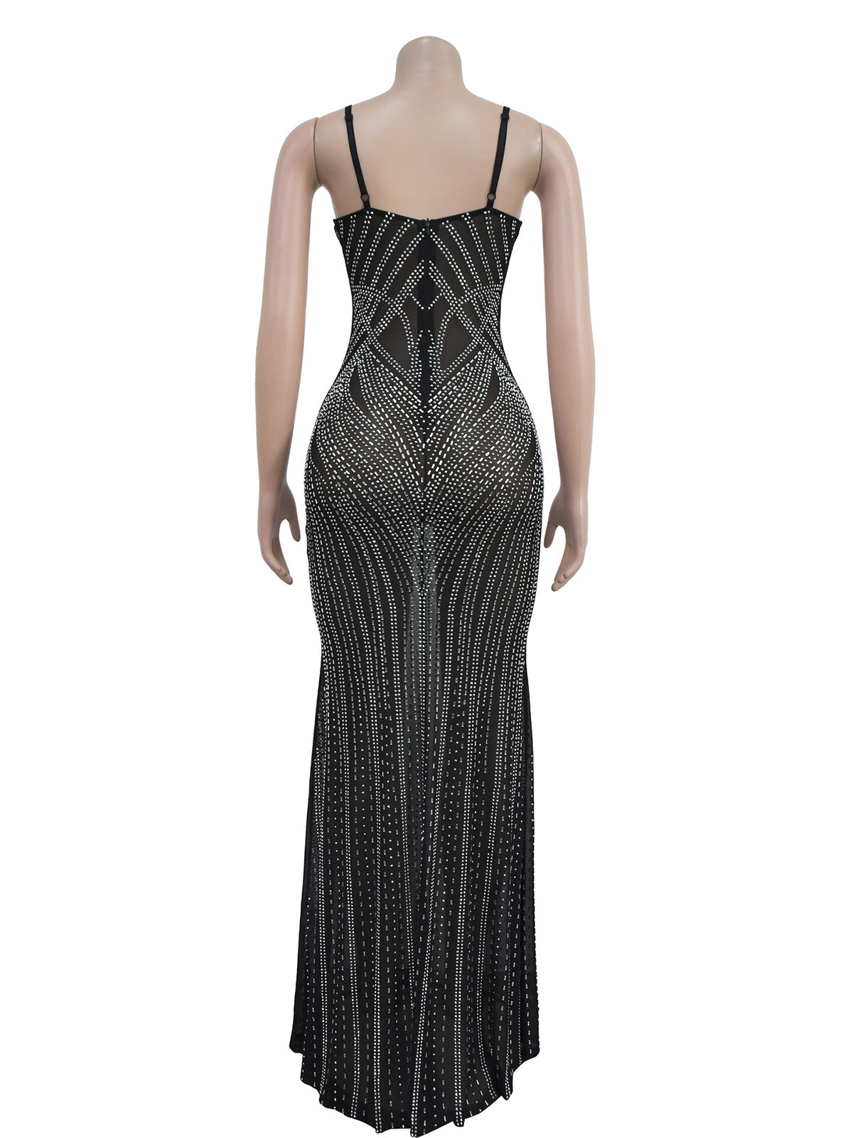 Spaghetti Strap Rhinestones Evening Party Dress