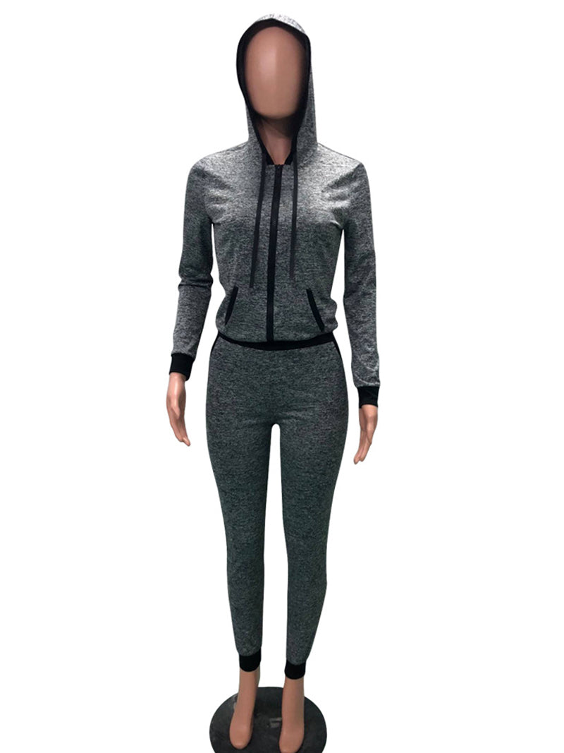 Zip Up Hoodie Sweatshirt And Jogger Pants Set