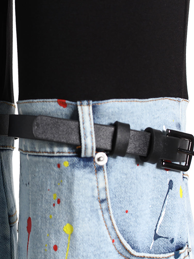 Gothic Color Matching Denim Trousers Flared Pants