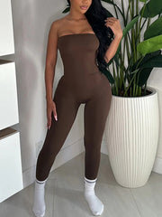 Elastic Strapless Tube Bodycon Jumpsuit