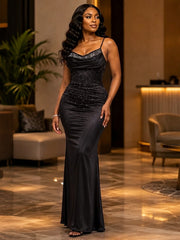 Rhinestone Cowl Neck Cami Maxi Dress