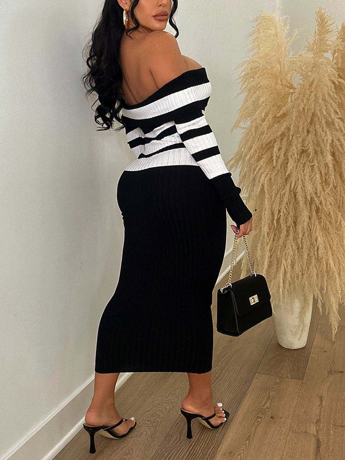 Sexy Off Shoulder Backless Slim Kint Dress