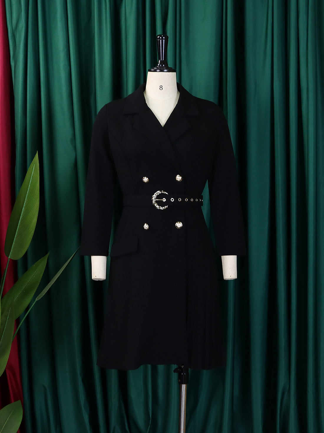 Fashion Cinched Waist Folding Stitching Blazer Dress