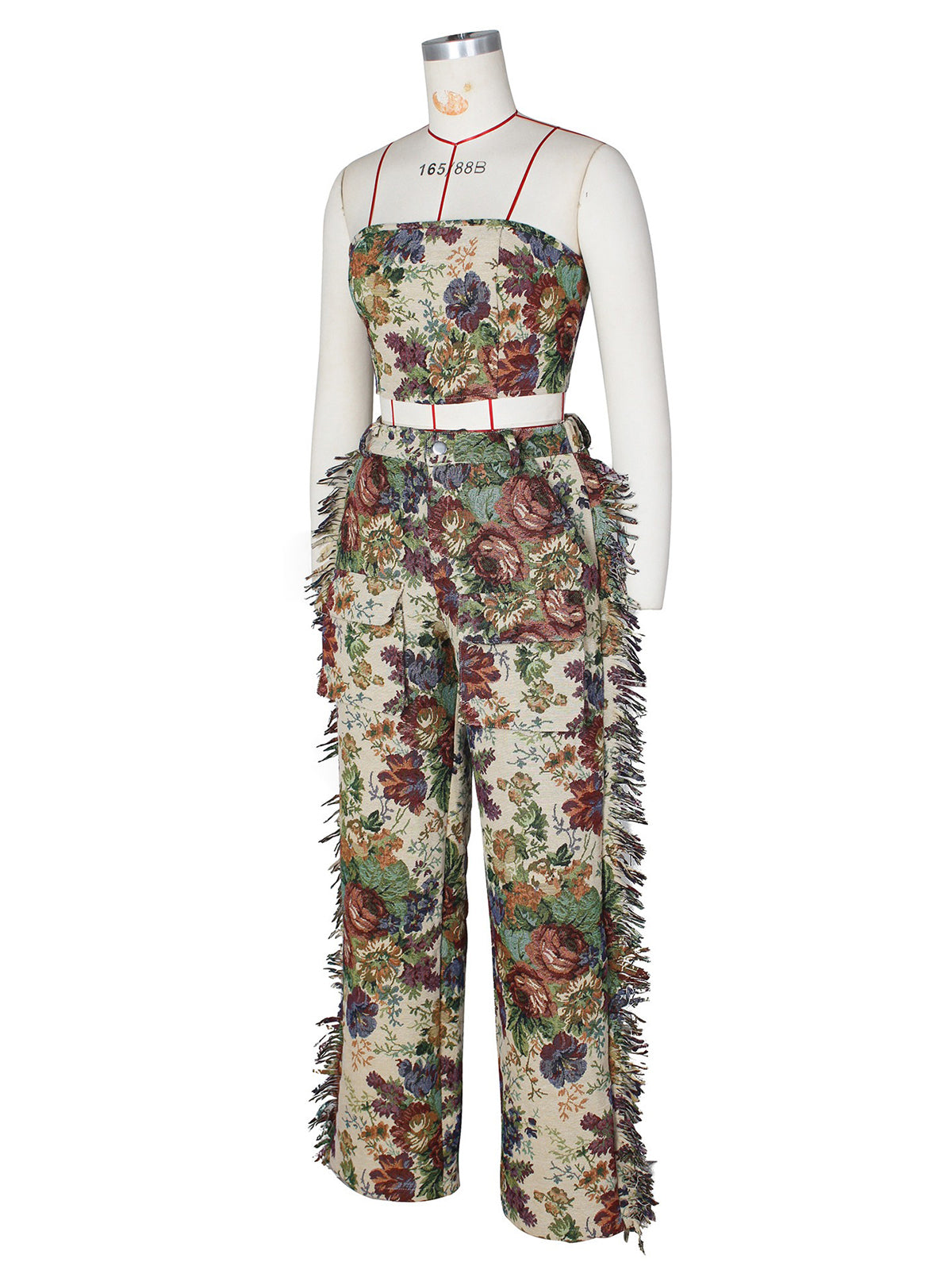 Newest Floral Tapestry Crop Top and Pants Set