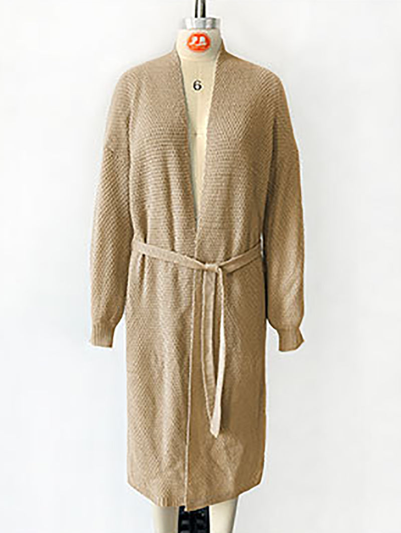 Solid Color Loose Knit Cardigan Coat