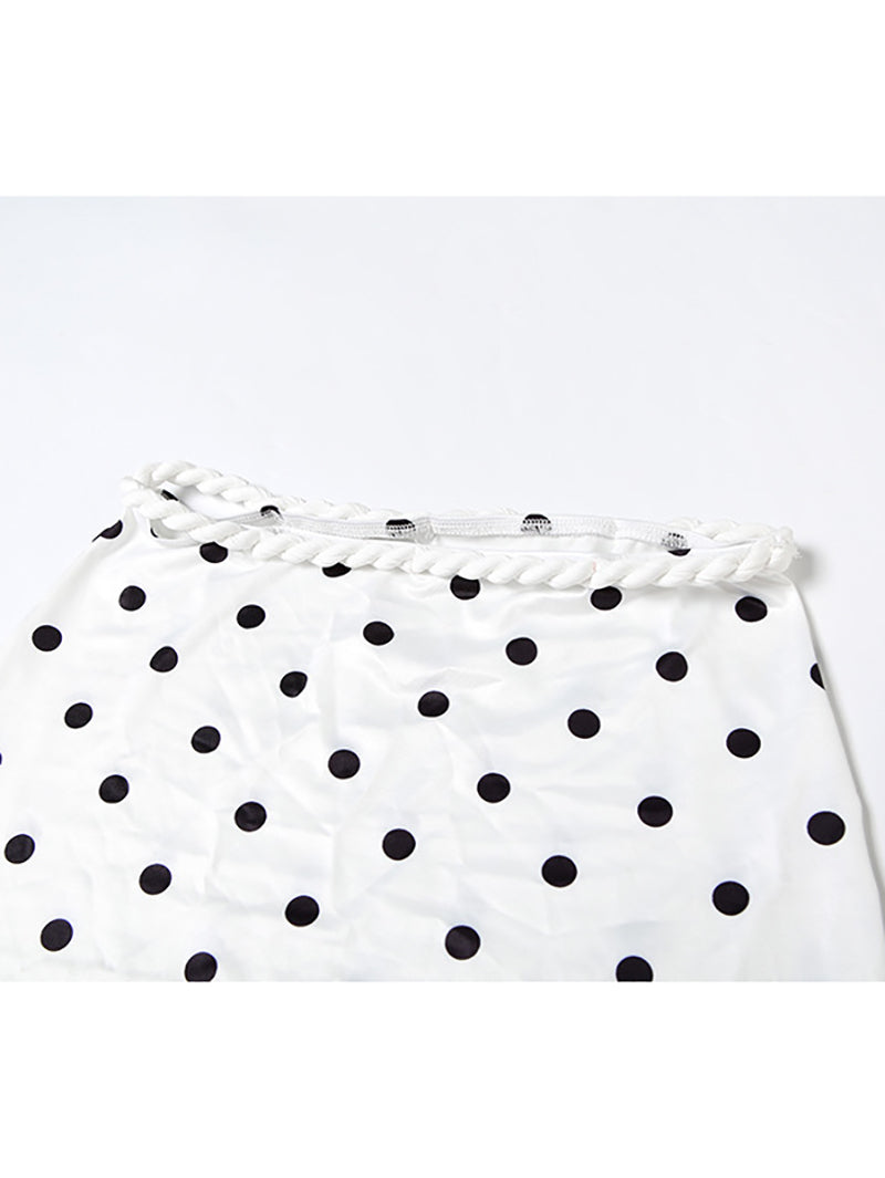 Fashion Halter Neck Polka Dot Print Maxi Skirt Set