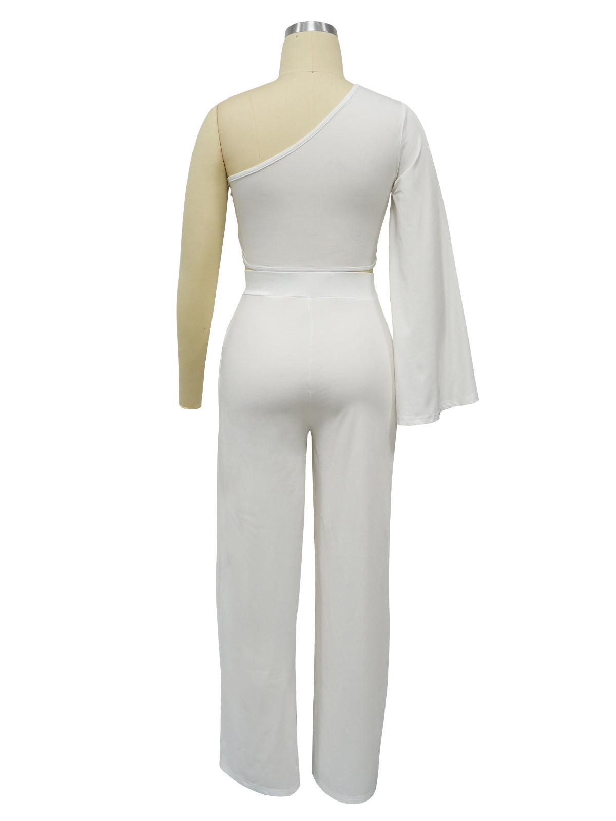 Elegant Solid Patchwork One Shoulder Fold Two Piece