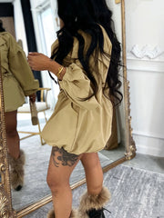 Fashion Turndown Collar Crop Top And Shorts Set