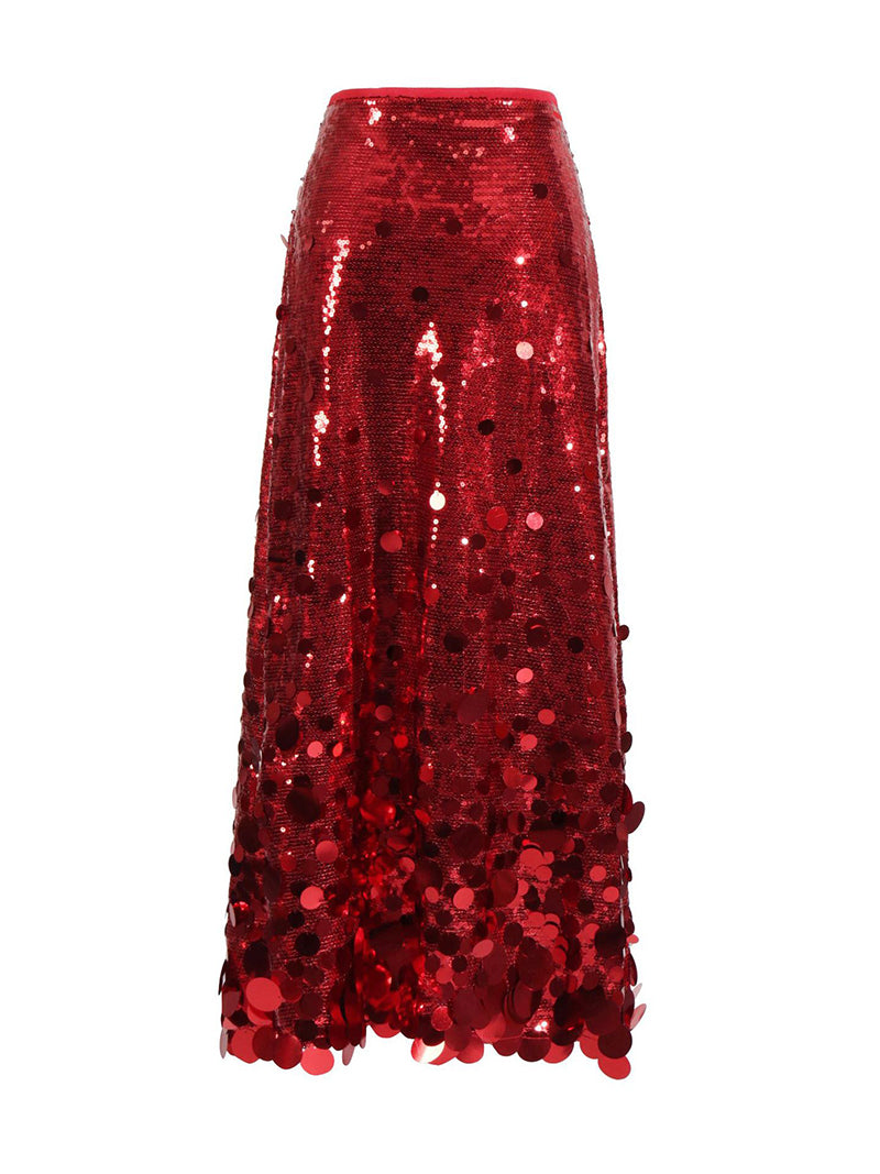 Elegant Sequin High Waist Evening Skirt