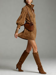 Fashion Loose Zipper Turtleneck Mini Dress