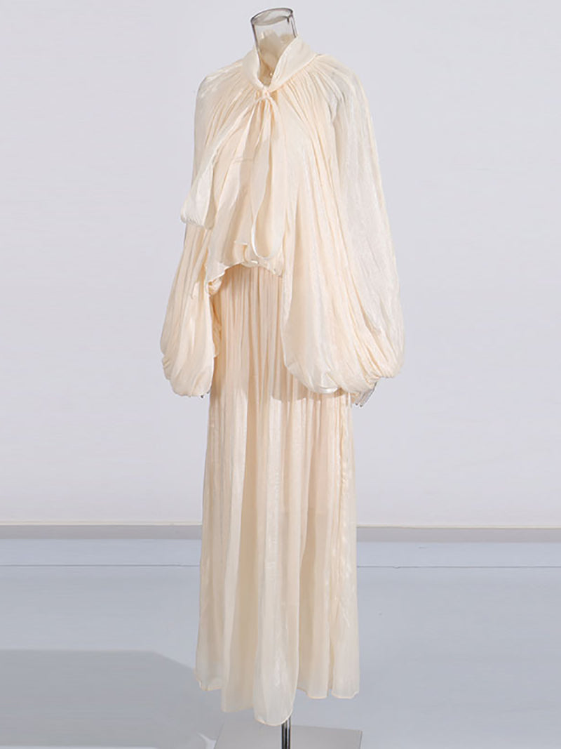Elegant Voluminous Sleeve Gown Maxi Dress