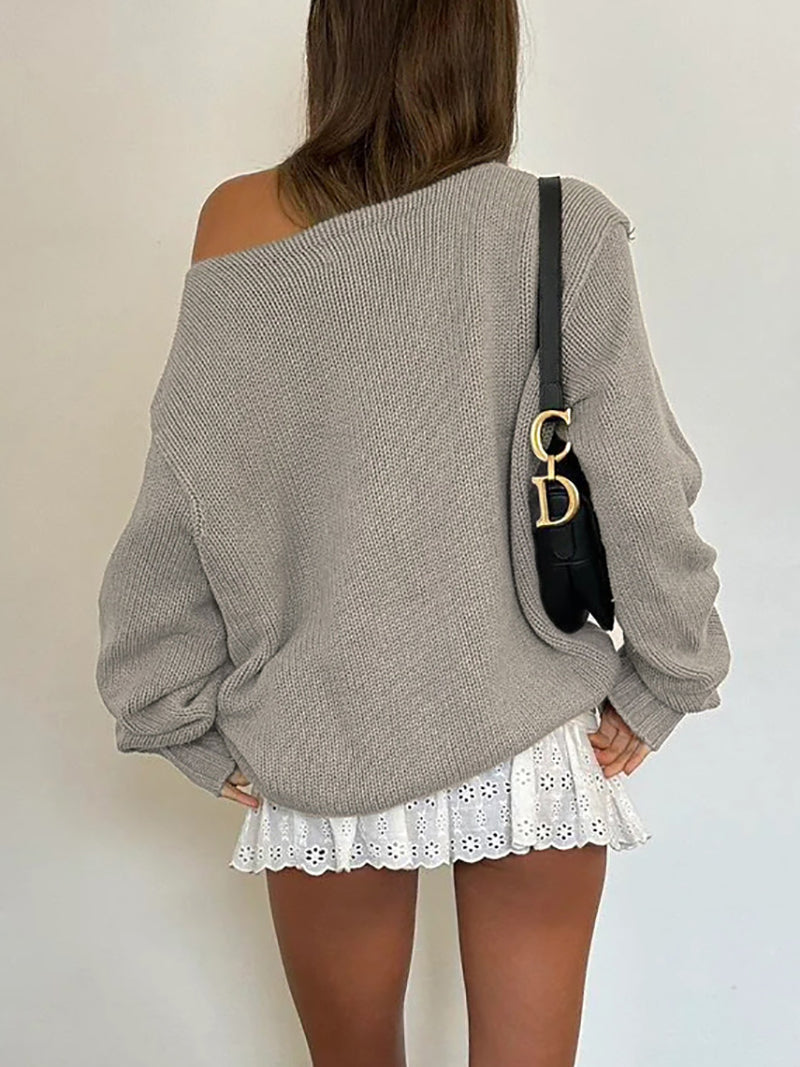 One Shoulder Gothic P Logo Knitted Sweater