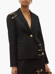 Elegant Safety-pin Single-breasted Slim Blazer