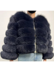 Classy Cropped Faux Fur Warm Jacket Coat