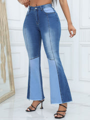 Casual High Waist Slim Flared Jeans