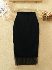High Waist Tassel Wrap Hip Skirt