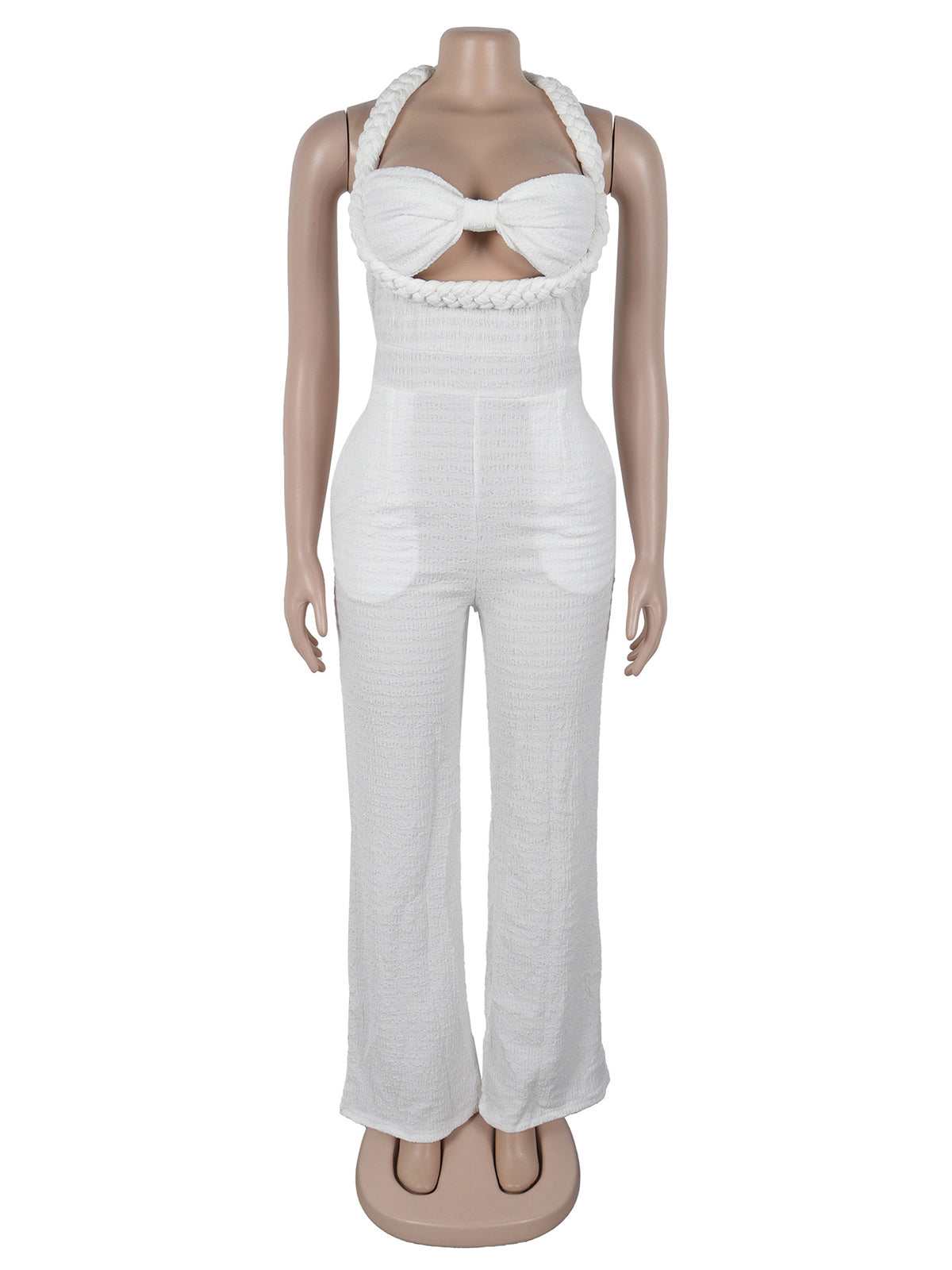 Halter Lace-up Hollow out Slim Straight Jumpsuit