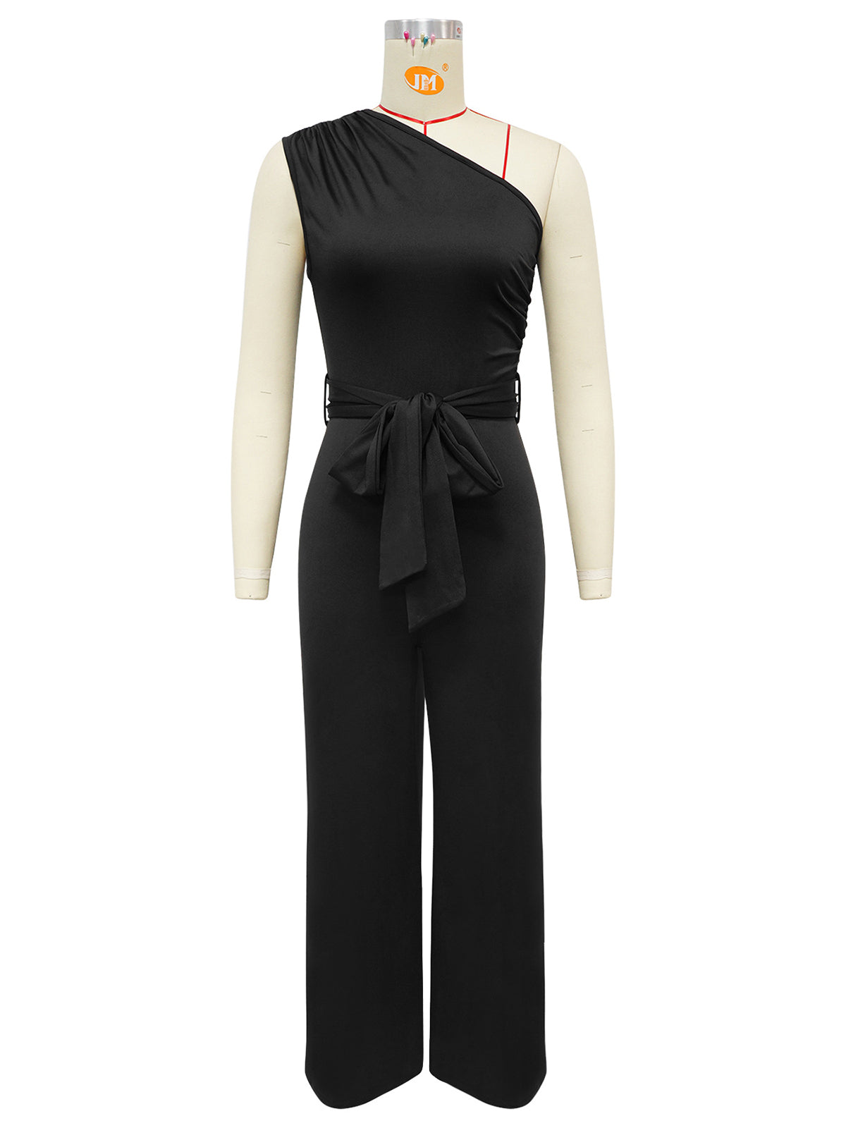 Elegant One-Shoulder Belted Jumpsuit