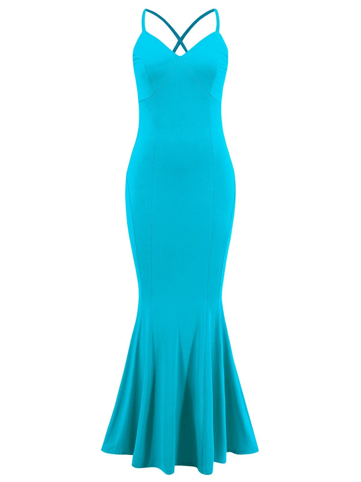 Sexy Spaghetti Strap Print Slim Fishtail Dress