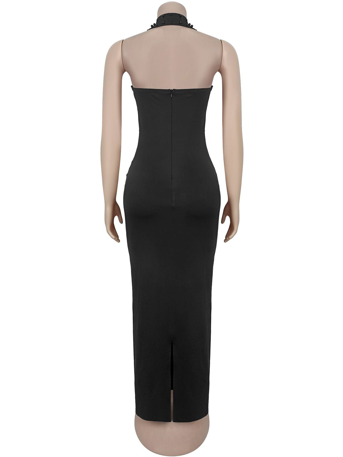 Sexy Halter Rhinestone Embellished Bodycon Maxi Dress