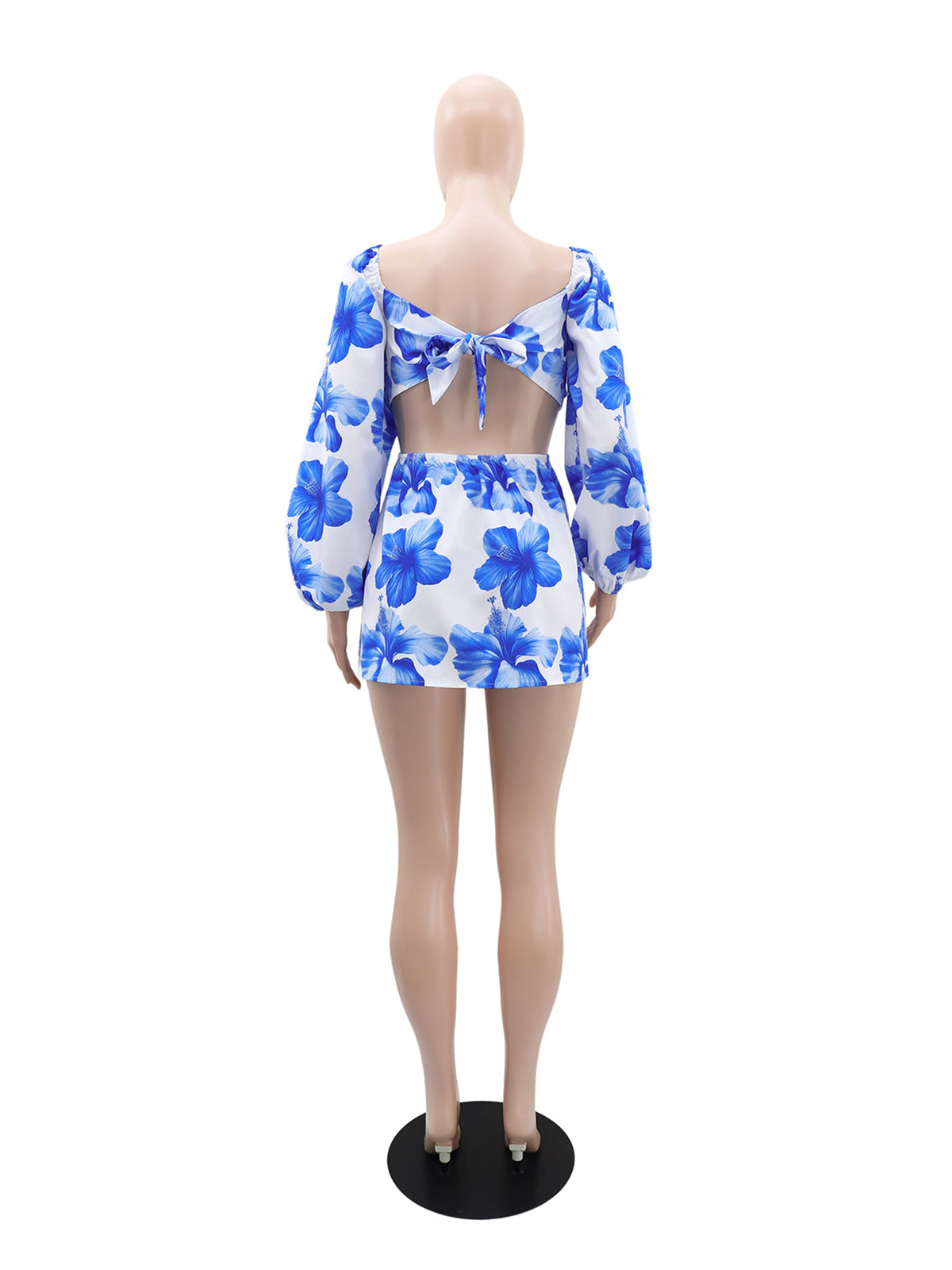 Fashion Print Drawstring Lace-up Mini Dress