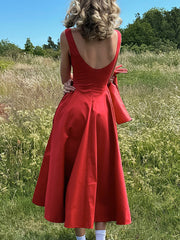 Solid Sleeveless A Line Dress