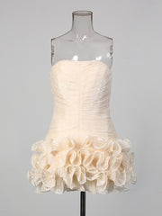 Elegant Strapless Ruch Puffy Mini Dress