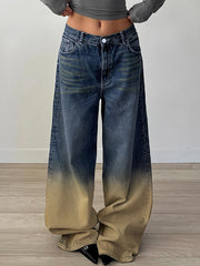 Fashion Gradient Color Loose Straight Jeans