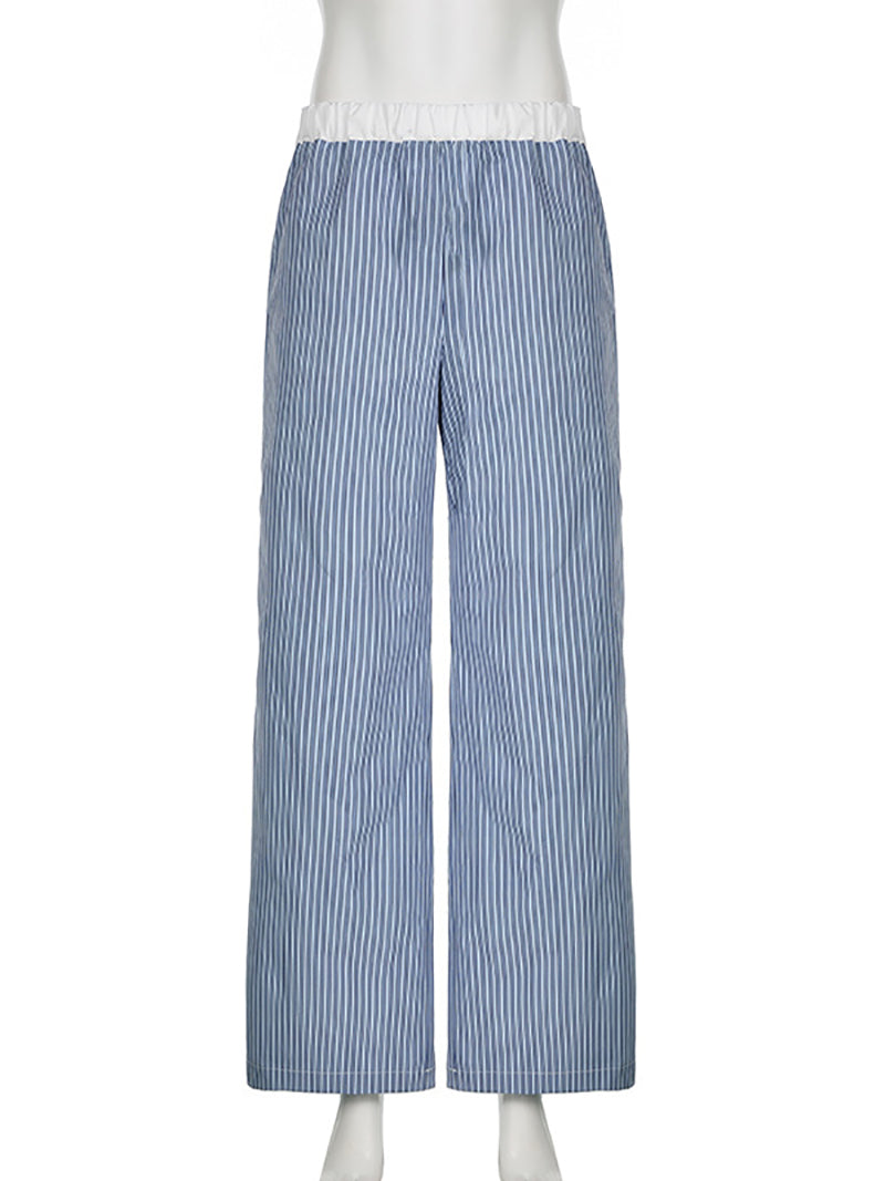 Casual Loose Striped Wide Leg Pants