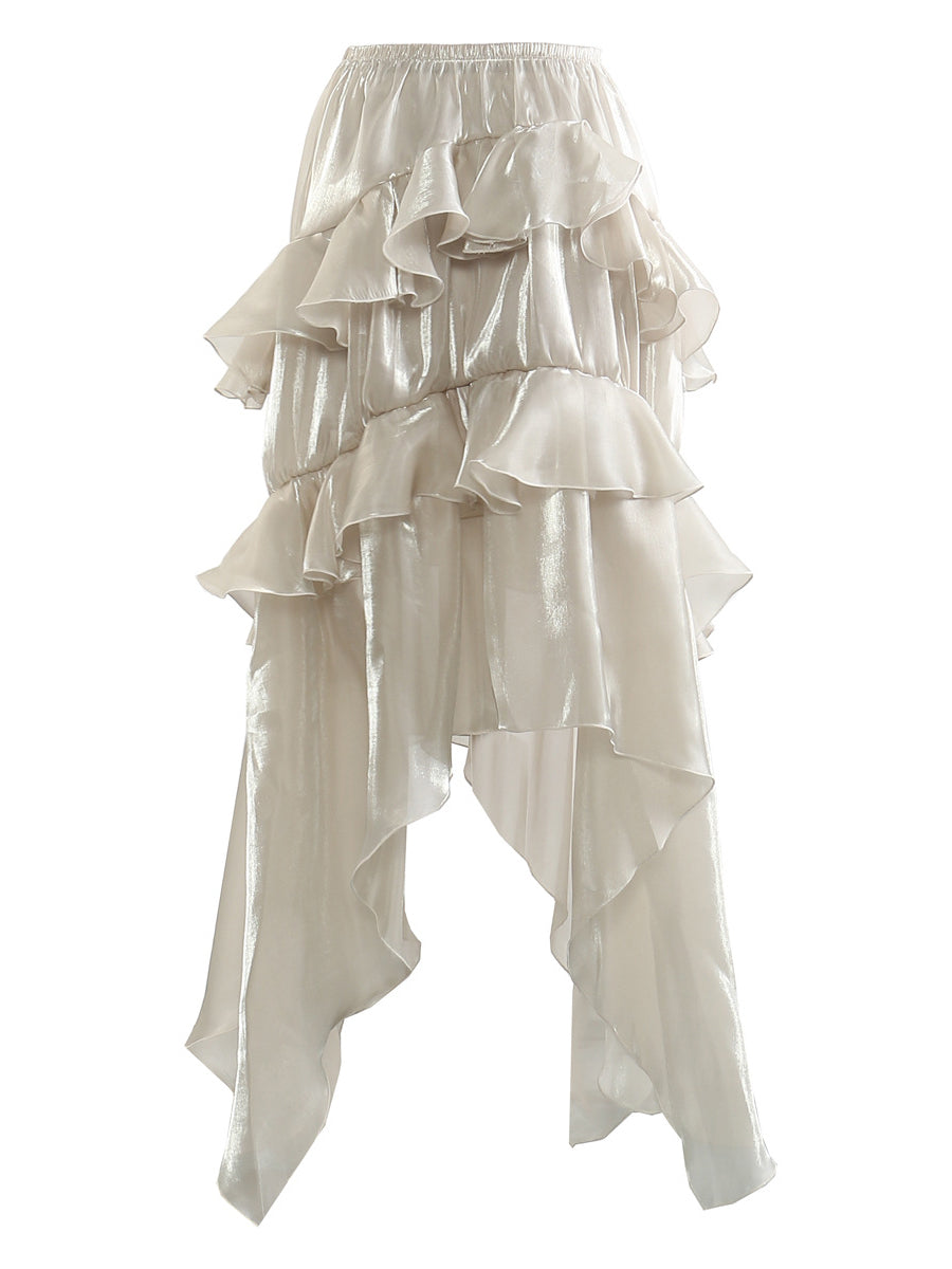 Elegant Glossy Ruffled Goldfish Skirt
