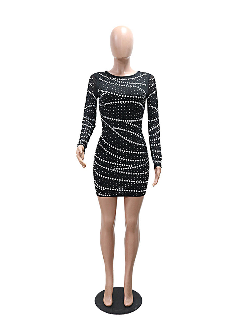 Fashion Rhinestone Backless Bodycon Party Club Dress