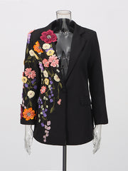 Fashion Embroidered Applique Slim Blazer