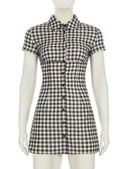 Elegant Plaid Button Up Shirt Dress