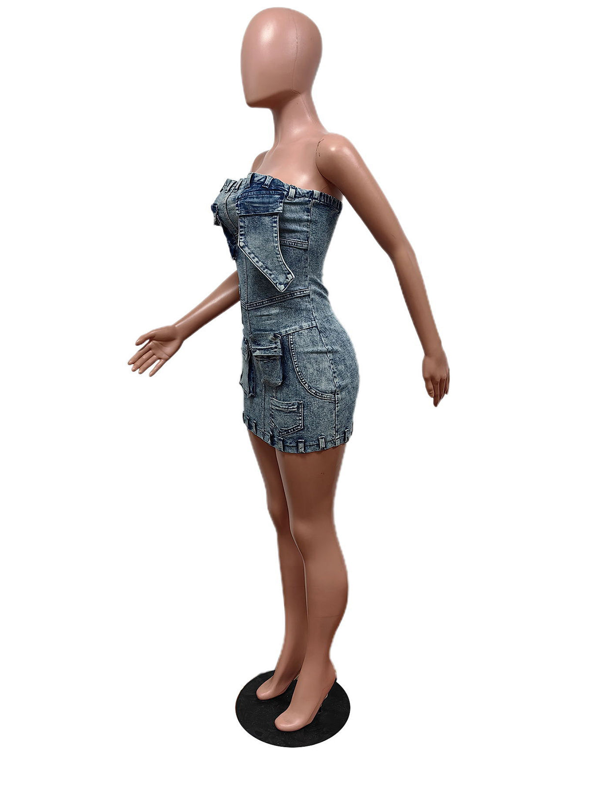 Sexy Strapless Slim Denim Dress