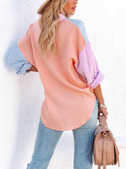 Fashion Multicolor Patchwork Loose Shirt