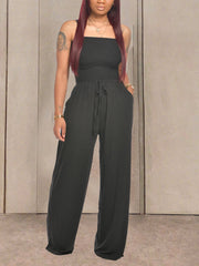 Elegant Chest Cinched Waist Wide Leg Jumpsuit