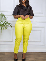 Elegant High Waist Skinny Cropped Pants