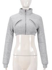 Fashion Zip-Front Cropped Puffer Jacket