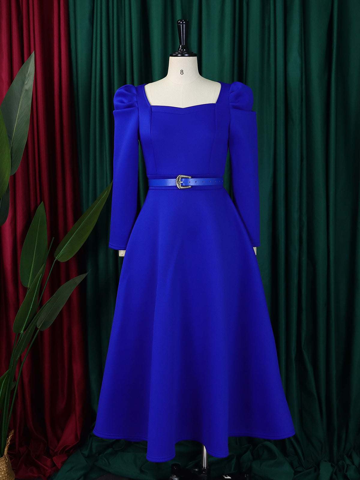 Fashion Solid Color Bubble Sleeves Party Dress