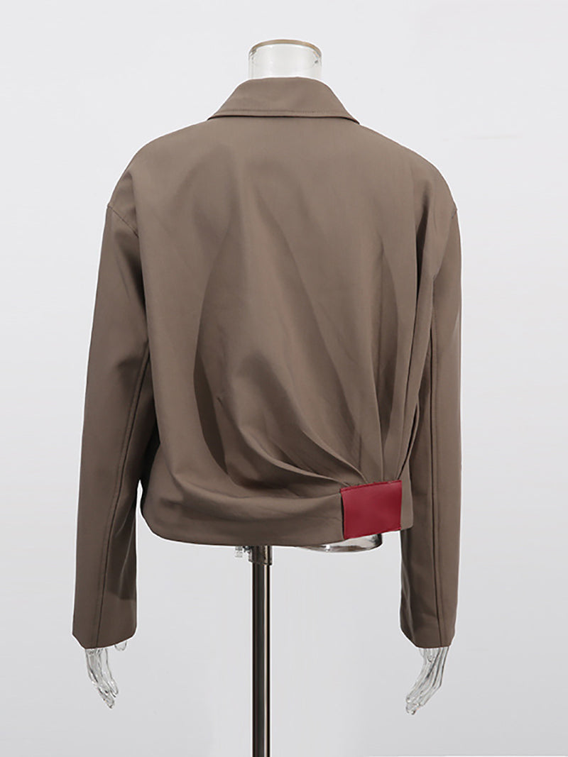 Fashion Lapel Long Sleeve Cropped Jacket
